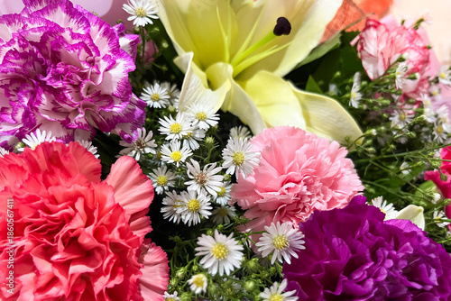 Beautiful Colorful Carnations, Lilies and Daisies Arrangement