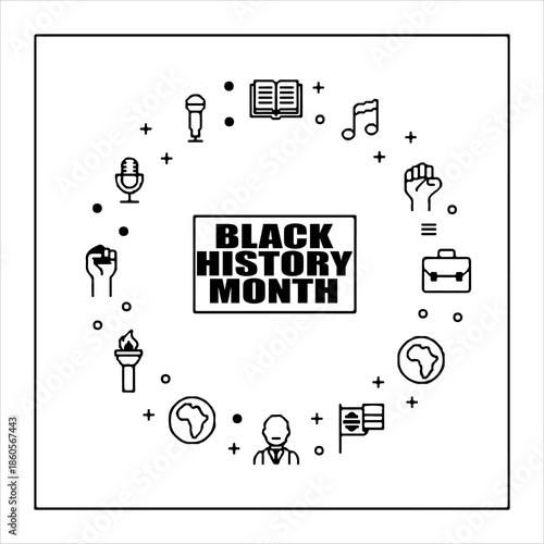 A Professional Cultural Black History Month Symbol Showcasing African American Heritage and Digital Equality Diversity Inclusion Empowerment in a Flat Design Minimalist Vector for Education Community.