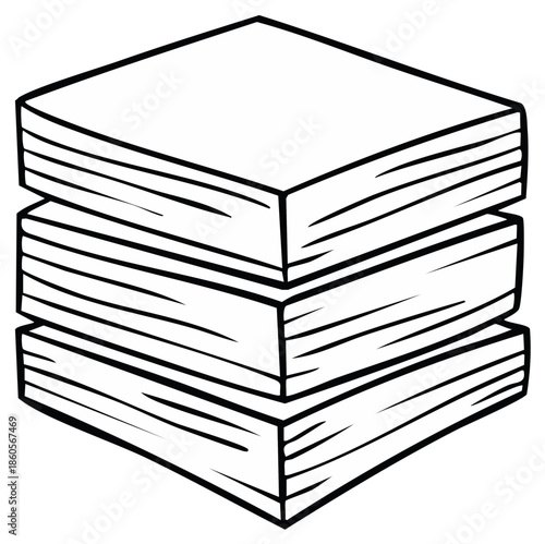Stack of blank books in a simple line drawing illustration style