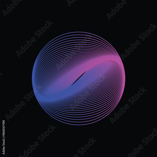 Gradient Neon Sphere With Concentric Rings Abstract Futuristic Digital Art for Tech Projects