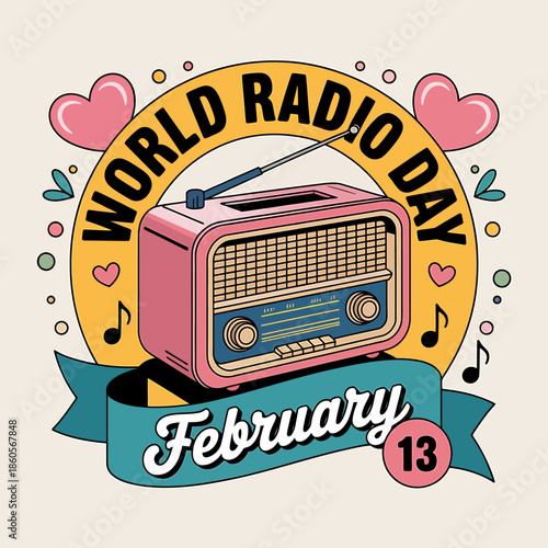 World radio day celebration on february 13 with retro radio