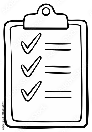 Checklist with completed tasks illustrated in black and white