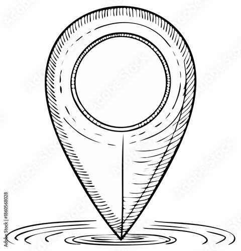 Hand Drawn Location Pin Icon Symbol Design Element Isolated on White