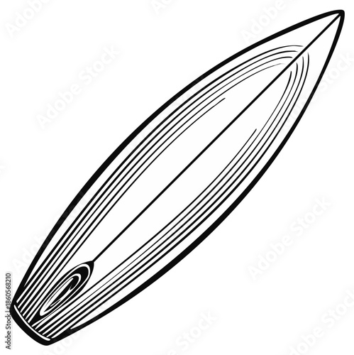 Illustrated surfboard vector graphic isolated on white background