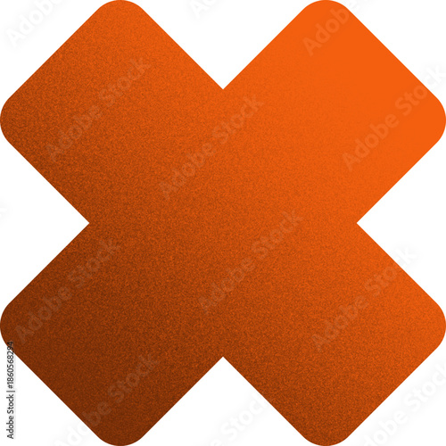 x cross organic shape with grainy noise texture element