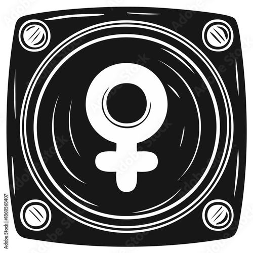 Female gender symbol design illustration in square frame