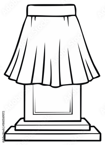 Covered Monument Memorial with Drape Outlined Illustration Object with Base Isolated