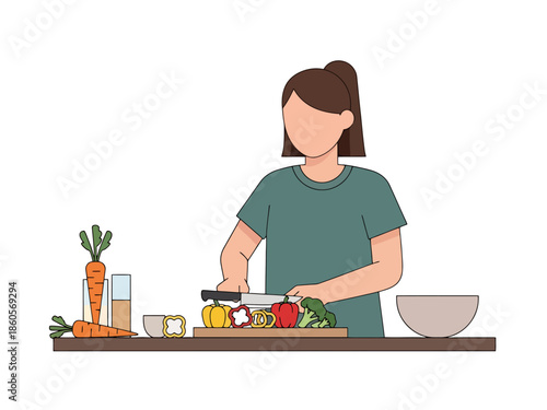 Person Preparing Fresh Vegetables for Cooking and Healthy Eating