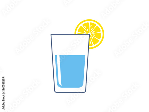 Refreshing Glass of Water with Citrus Slice on White Background