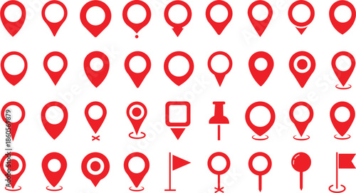 Set of location pin icons. Map pointers. Map markers. Vector illustration.