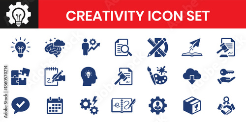 Minimal Creativity Icons In Flat Solid Style
