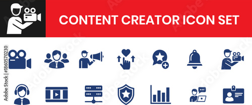 Content Creator Filled Icons For Social Media