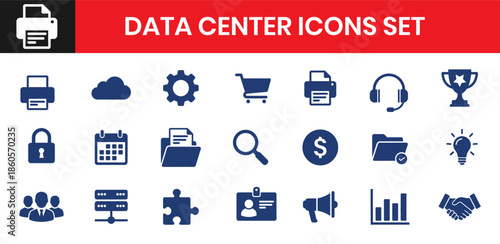 Data Center Icons Containing Server And Storage