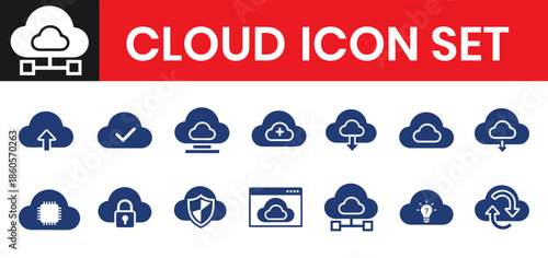 Cloud Services Filled Icons For Technology