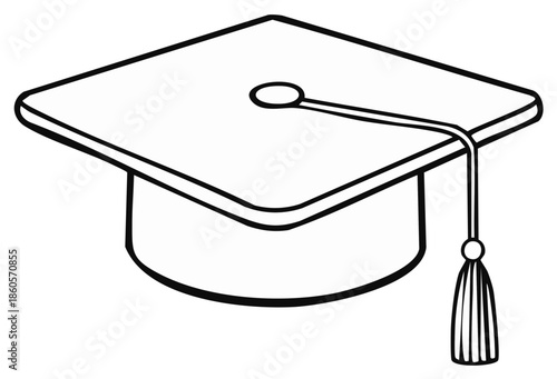 Classic Graduation Cap with Tassel Simple Line Drawing for Academic Achievement Celebration