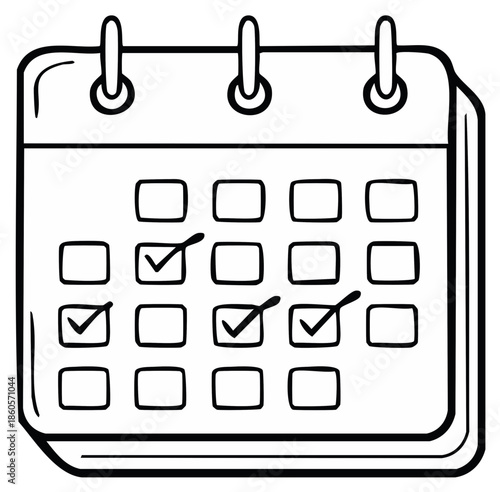 Calendar page with checkmarks shows events deadlines and scheduling reminders