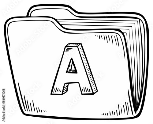 Office Folder with Letter A Vector Illustration for Data Management and File Organization