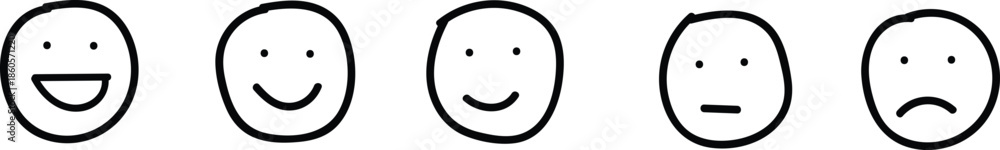 Fototapeta premium Hand Drawn Emoji Faces Set in Minimal Doodle Style