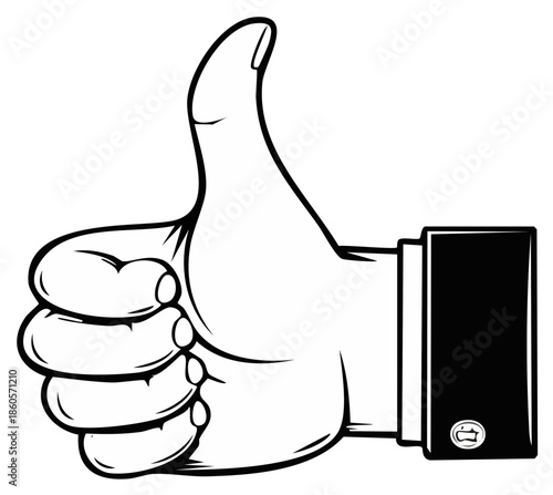 Hand gesture showing thumbs up sign for approval acceptance agreement success