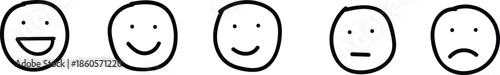 Hand Drawn Emoji Faces Set in Minimal Doodle Style