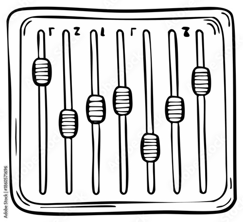 Hand Drawn Illustration of Audio Mixer Sliders Adjusting Sound Levels
