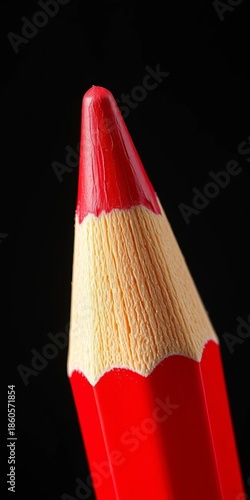 A vibrant red pencil with a sharp point and a clean eraser, ready for creative ideas, pencil,  clean