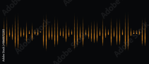 Abstract digital sound equalizer waveform glowing with golden light on a dark background