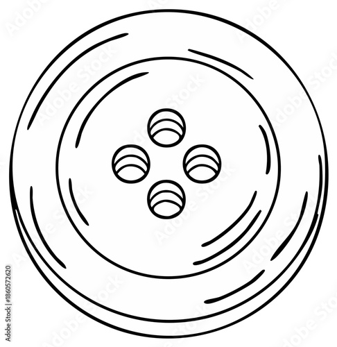 Simple Circle Outline of a Four Hole Sewing Button