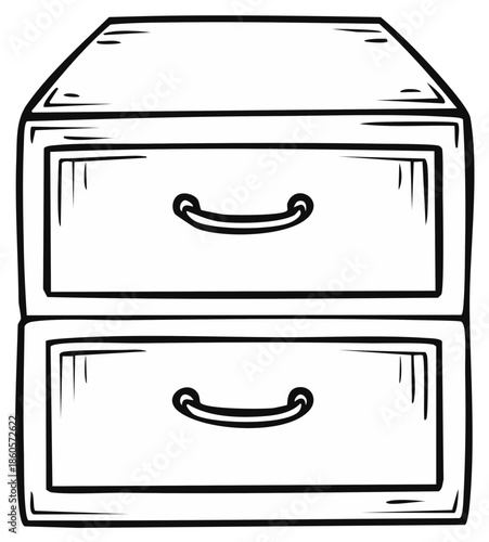 Illustration of a Two-Drawer Cabinet for Home or Office Organization and Storage