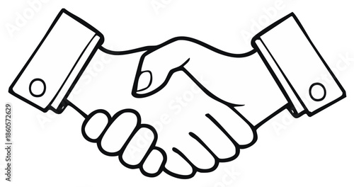 Business hands shaking outline icon, concept of agreement or partnership.