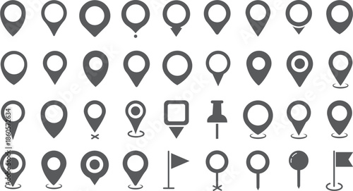 Map pin icon. location pin place marker. Location icon. Map marker pointer icon set. GPS location symbol collection. Victor illustration