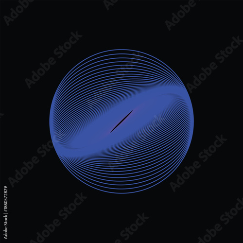 Blue Spiral Sphere: Abstract Neon Circular Geometry With Futuristic Motion and Illusion, Digital Art