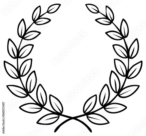 Classic laurel wreath symbol of victory, award, achievement, and honor with intertwined branches and leaves
