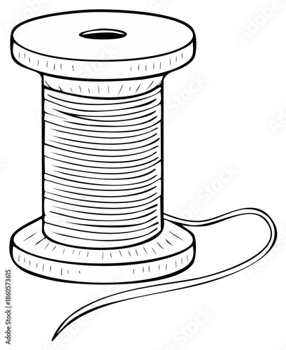 Illustration of Spool of Thread, Sewing Notion, Yarn Bobbin, Crafts and Needlework