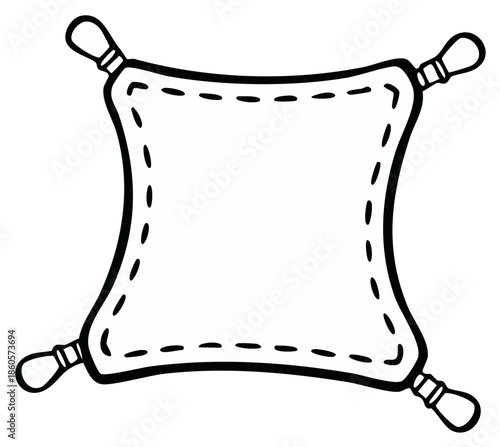 Infant swaddling outline illustration with handholds and stitch, vector graphic element for baby products design, simple blank clip art