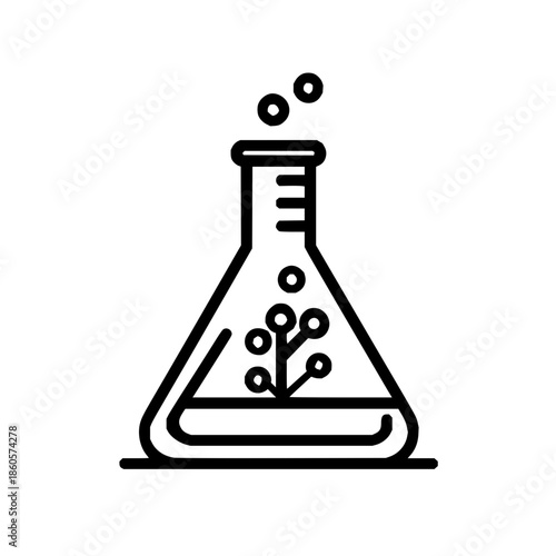 Science lab beaker experiment with plant growth and bubbles icon vector illustration design concept for science