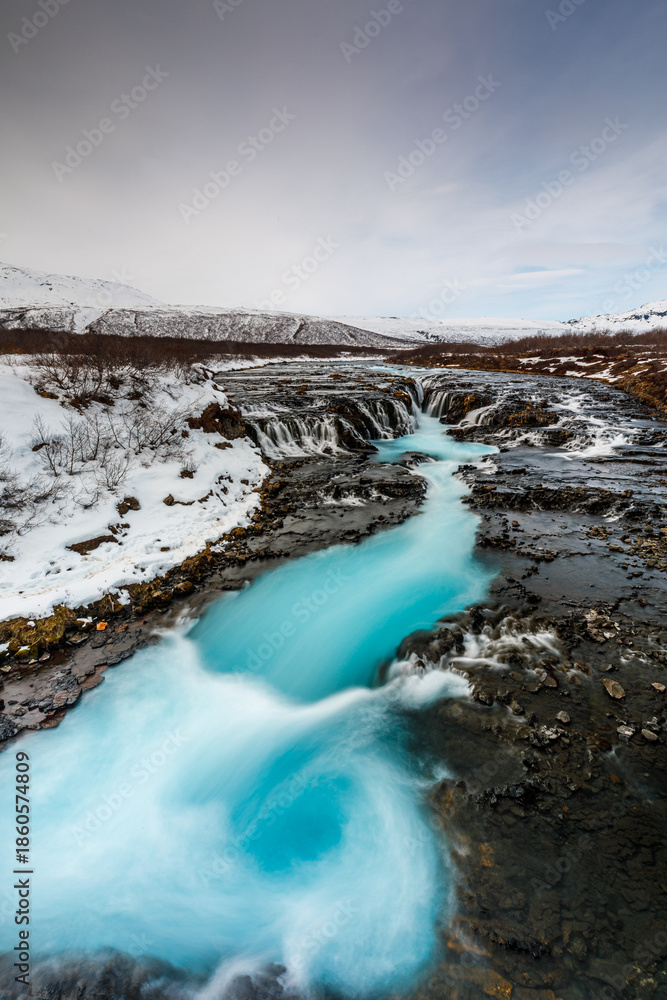 Fototapeta premium Iceland Bruarfoss waterfall in winter