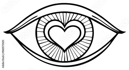 Eye with Heart Symbol: Love and Vision Conceptual Illustration