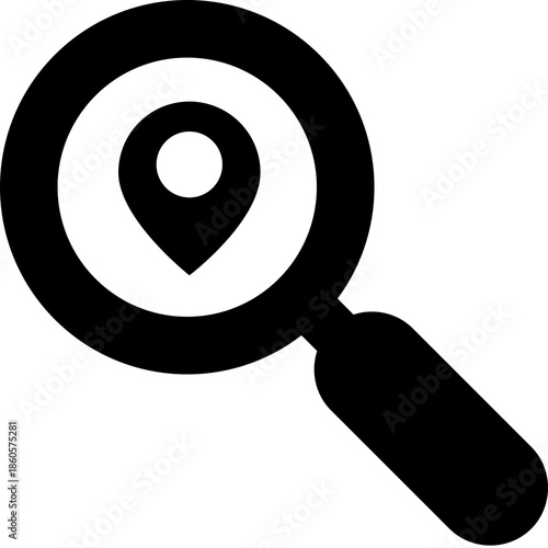 Magnifying Glass with Location Pin Icon - Search Navigation and Find Place Symbol