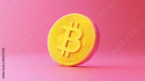 Vibrant bitcoin coin on a colorful background. A playful representation of cryptocurrency trends. Explore the future of digital finance. Generative AI
