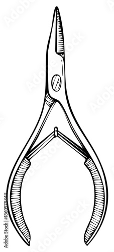 Hand drawn needle nose pliers illustration for repairs and craft projects