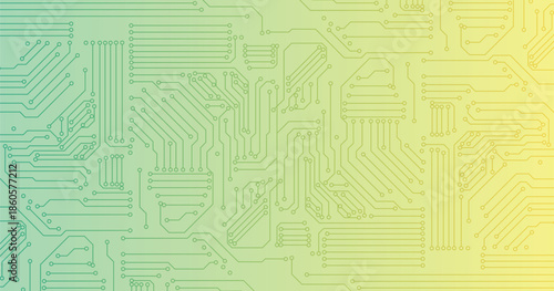 Green circuit board pattern texture. High-tech background in digital computer technology concept. Futuristic connected tech lines. FinTech background. Vector illustration