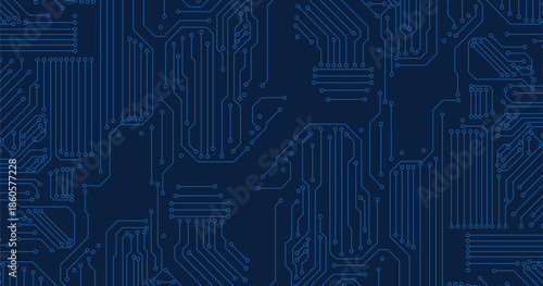 Blue circuit board pattern texture. High-tech background in digital computer technology concept. 
