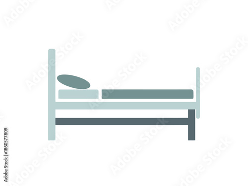 Simple Bed Icon with Pillow and Blanket Minimalist Furniture Design for Sleep and Rest Concepts