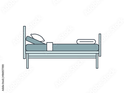 Simple Hospital Bed With Pillow and Blanket Vector Art