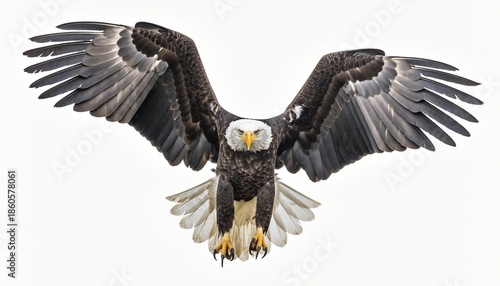 Powerful Bald Eagle Soaring with Wings Spread