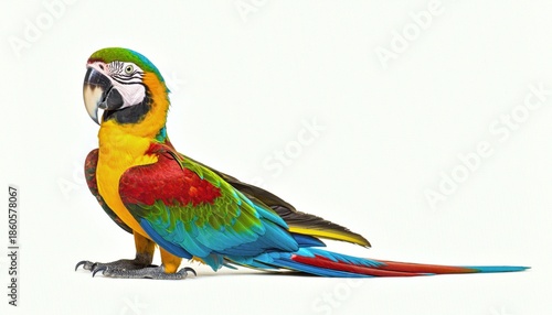 Vibrant Macaw Parrot on White Background