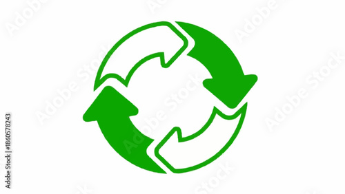 Vibrant Green Recycling Symbol with Circular Arrows Representing Environmental Sustainability, Resource Conservation, and Eco-Friendly Practices for a Cleaner Planet