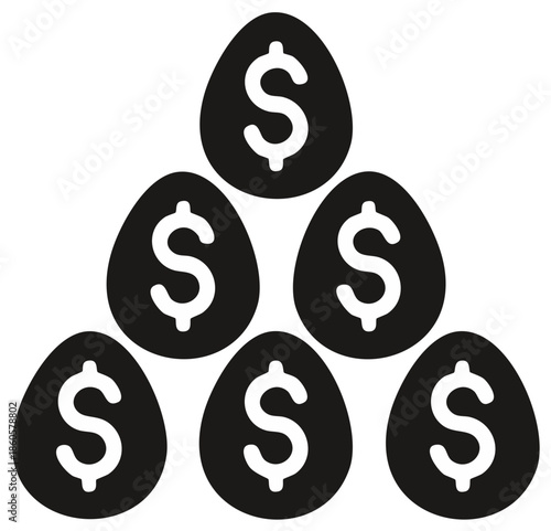 Vector icon of financial nest eggs stacked in a pyramid for savings and investment