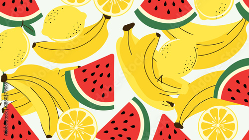 bananas watermelon and lemons